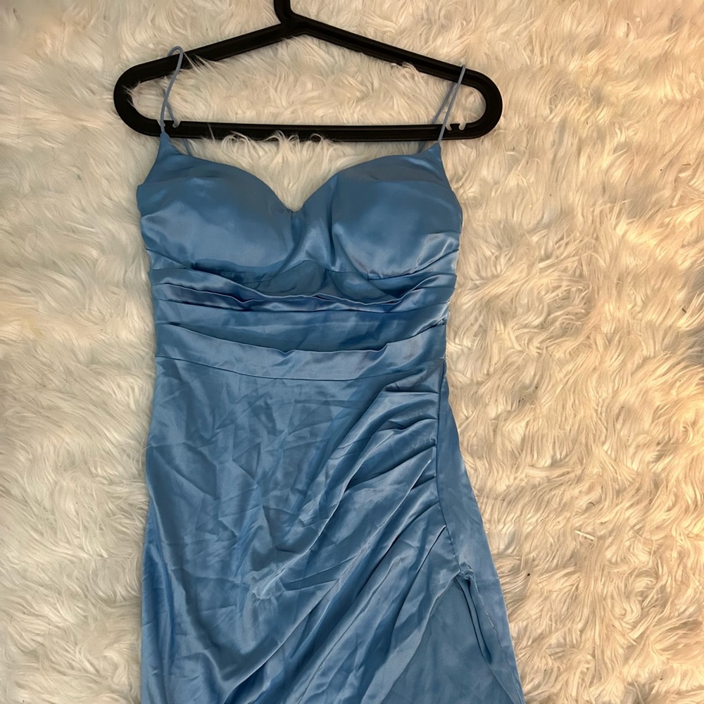 PARTHEA Asymmetrical Hem Ruched Satin Cami Dress *WORN ONCE* - Picture 1 of 3